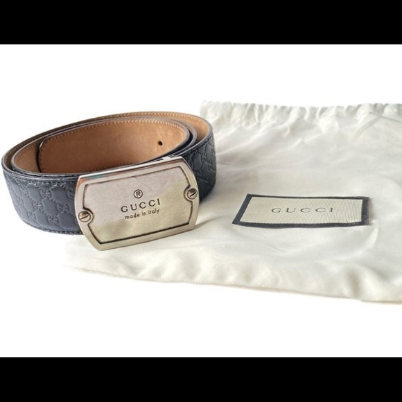 Gucci Mircrossima Belt With Dog Tag Authentic / Genuine size 85/34 - Picture 1 of 8